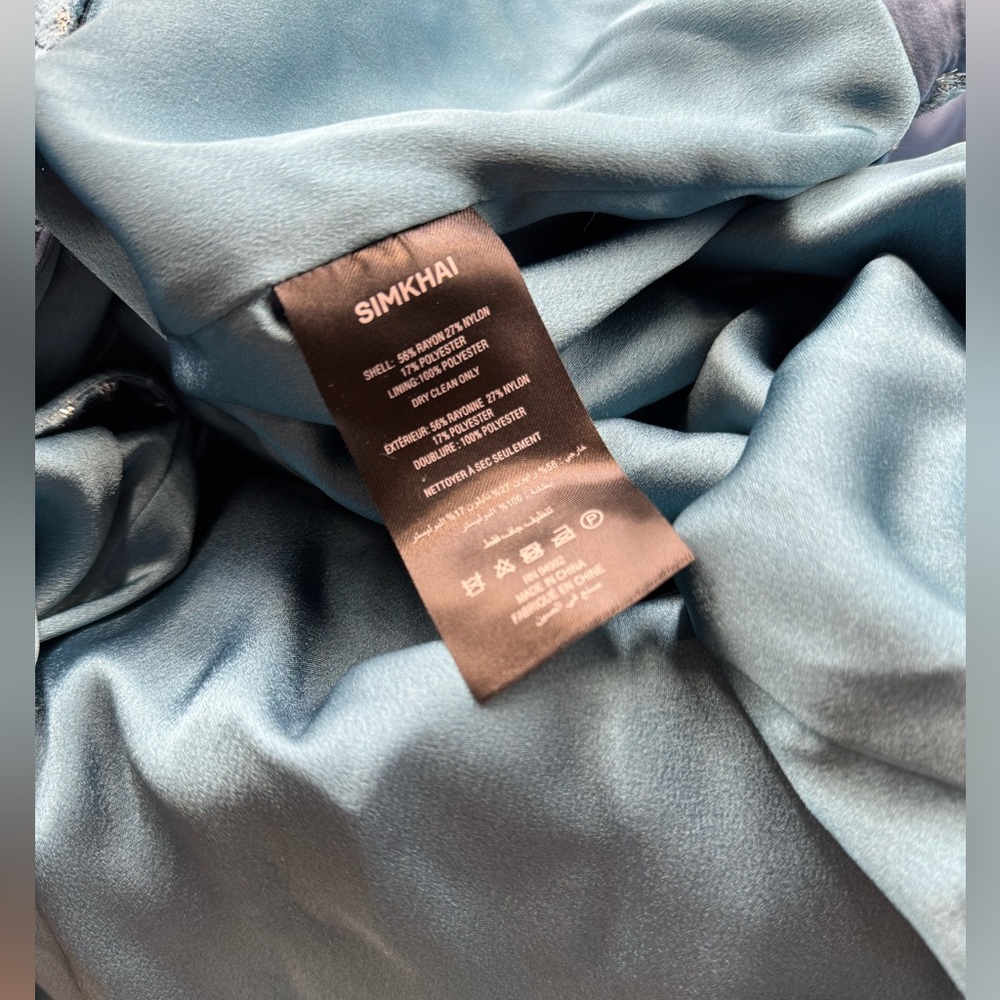 🆕 SIMKHAI 🧿 NWOT Halen Draped Velvet Mini Dress, Celestial Blue - Sz US 14 - Picture 15 of 16